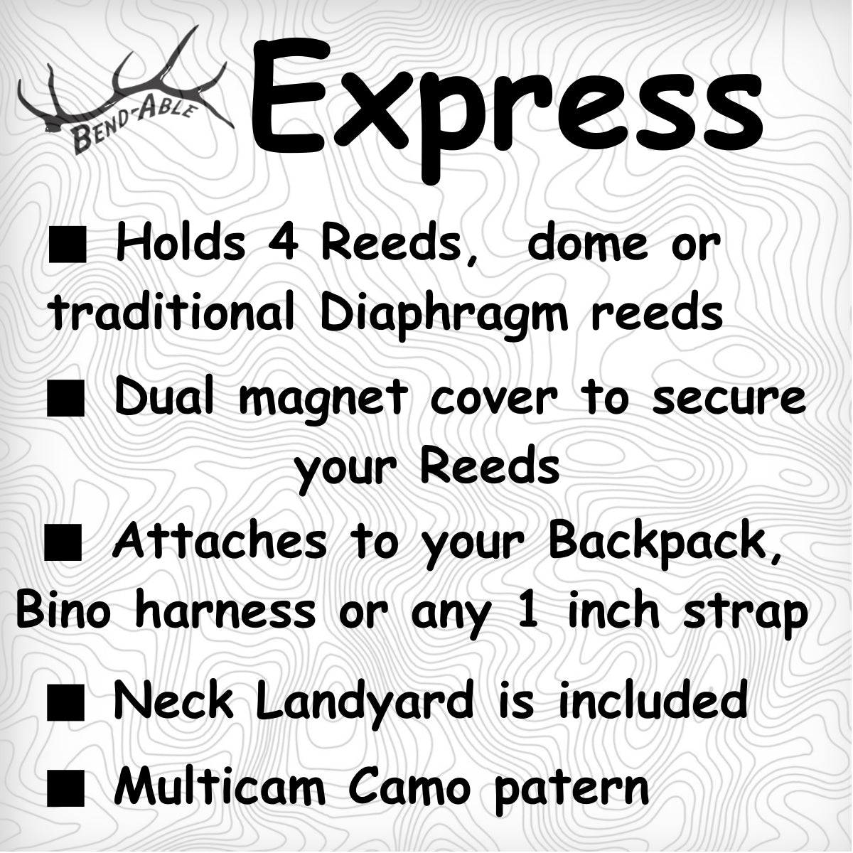 Bend-Able Reed Quiver Express – Mouth Call Holder for Elk & Turkey | Magnetic Flap Reed Organizer Attaches to Backpack, Bino Harness, or Worn with Neck Lanyard