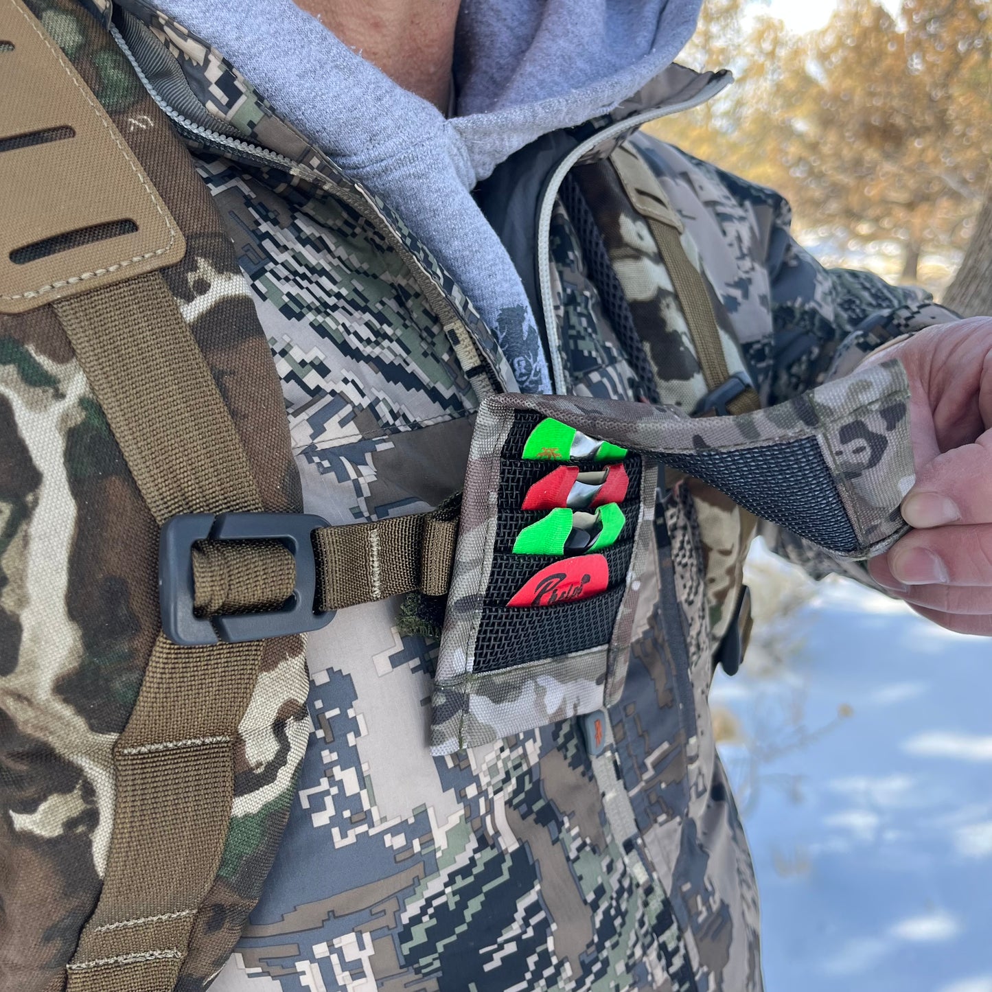 Bend-Able Reed Quiver Express – Mouth Call Holder for Elk & Turkey | Magnetic Flap Reed Organizer Attaches to Backpack, Bino Harness, or Worn with Neck Lanyard