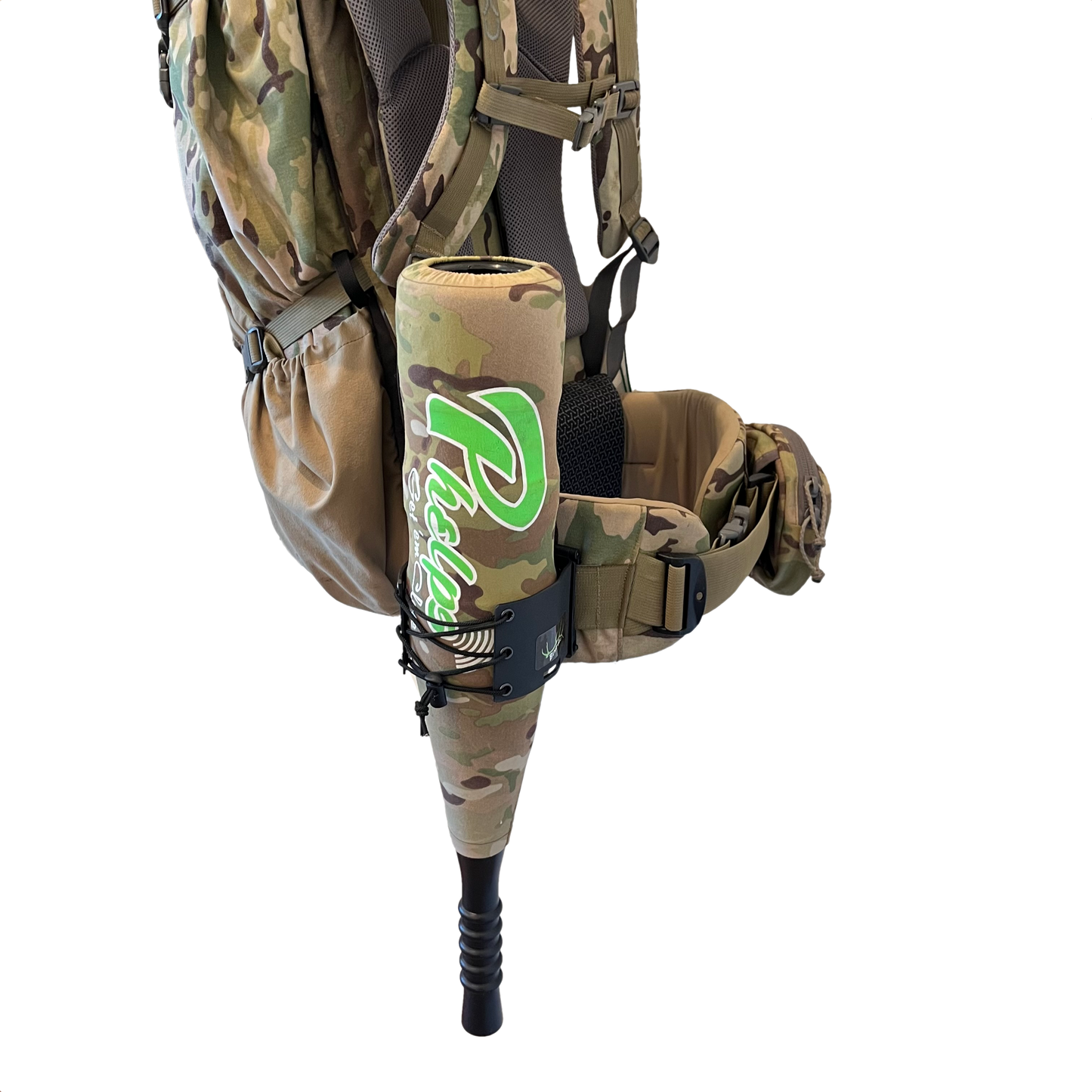 Bend-Able V2 Adjustable Bugle Tube/ Water Bottle Holder – Secure, Silent Carry for Elk Callers | Fits Most Bugle Tubes | Attaches to Backpack Hip Belt or MOLLE System