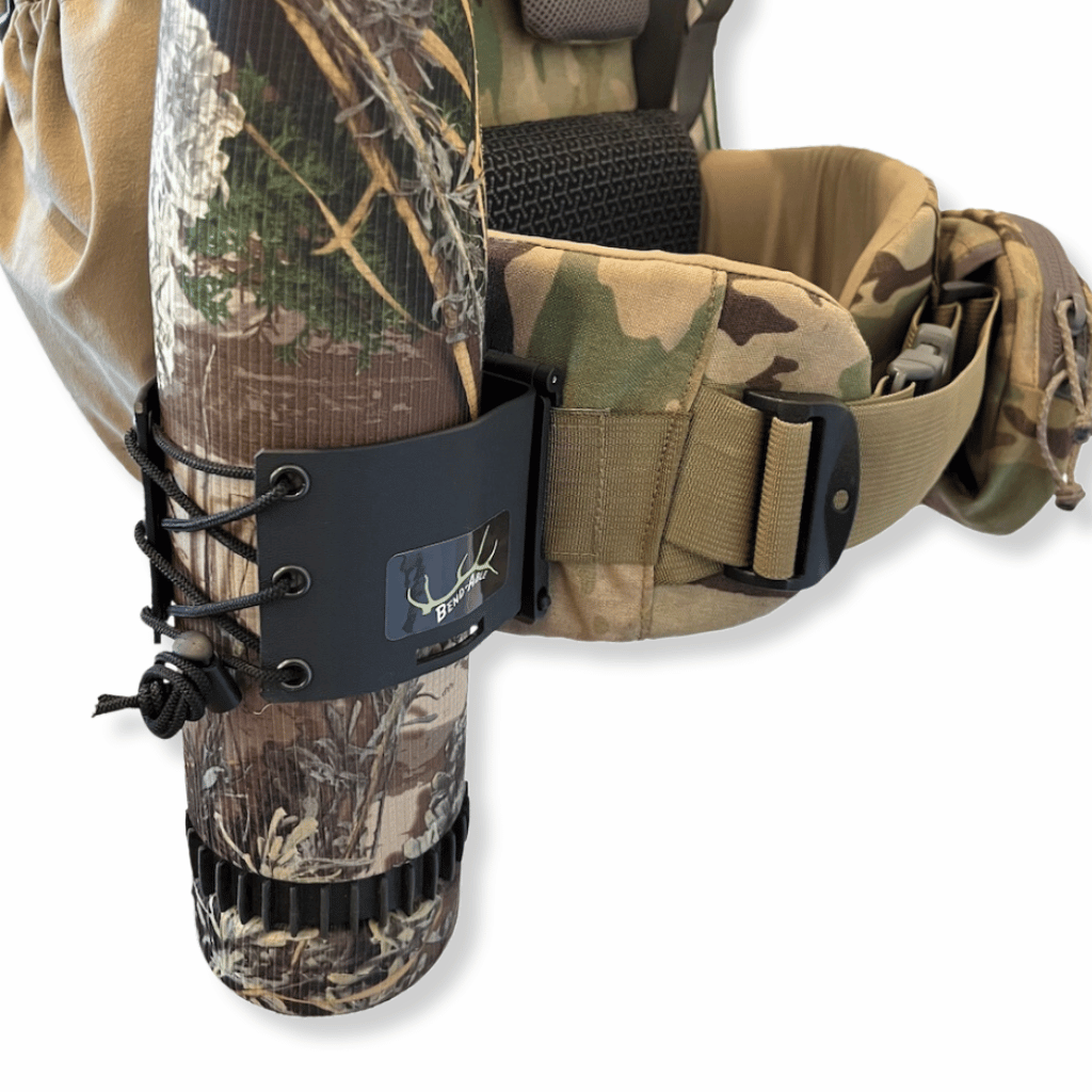 Bend-Able V2 Adjustable Bugle Tube/ Water Bottle Holder – Secure, Silent Carry for Elk Callers | Fits Most Bugle Tubes | Attaches to Backpack Hip Belt or MOLLE System