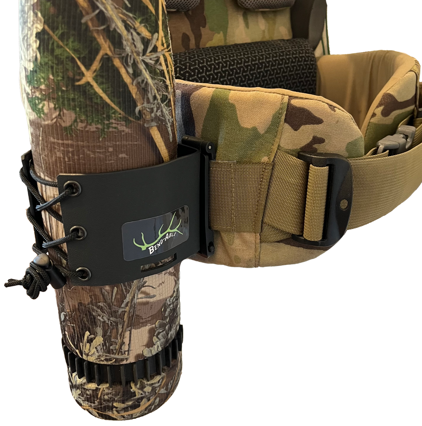 Bend-Able V2 Adjustable Bugle Tube/ Water Bottle Holder – Secure, Silent Carry for Elk Callers | Fits Most Bugle Tubes | Attaches to Backpack Hip Belt or MOLLE System