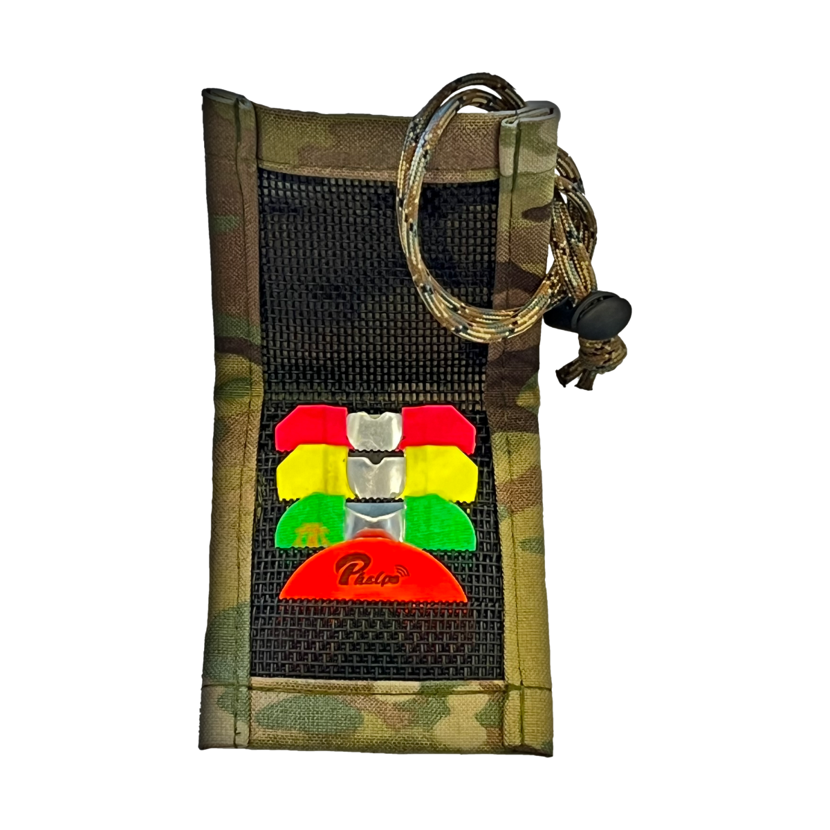 Bend-Able Reed Quiver Express – Mouth Call Holder for Elk & Turkey | Magnetic Flap Reed Organizer Attaches to Backpack, Bino Harness, or Worn with Neck Lanyard