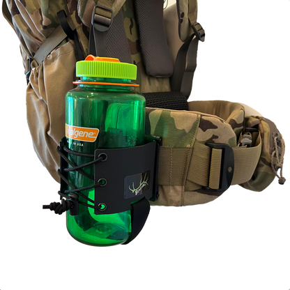 Bend-Able V2 Adjustable Bugle Tube/ Water Bottle Holder – Secure, Silent Carry for Elk Callers | Fits Most Bugle Tubes | Attaches to Backpack Hip Belt or MOLLE System